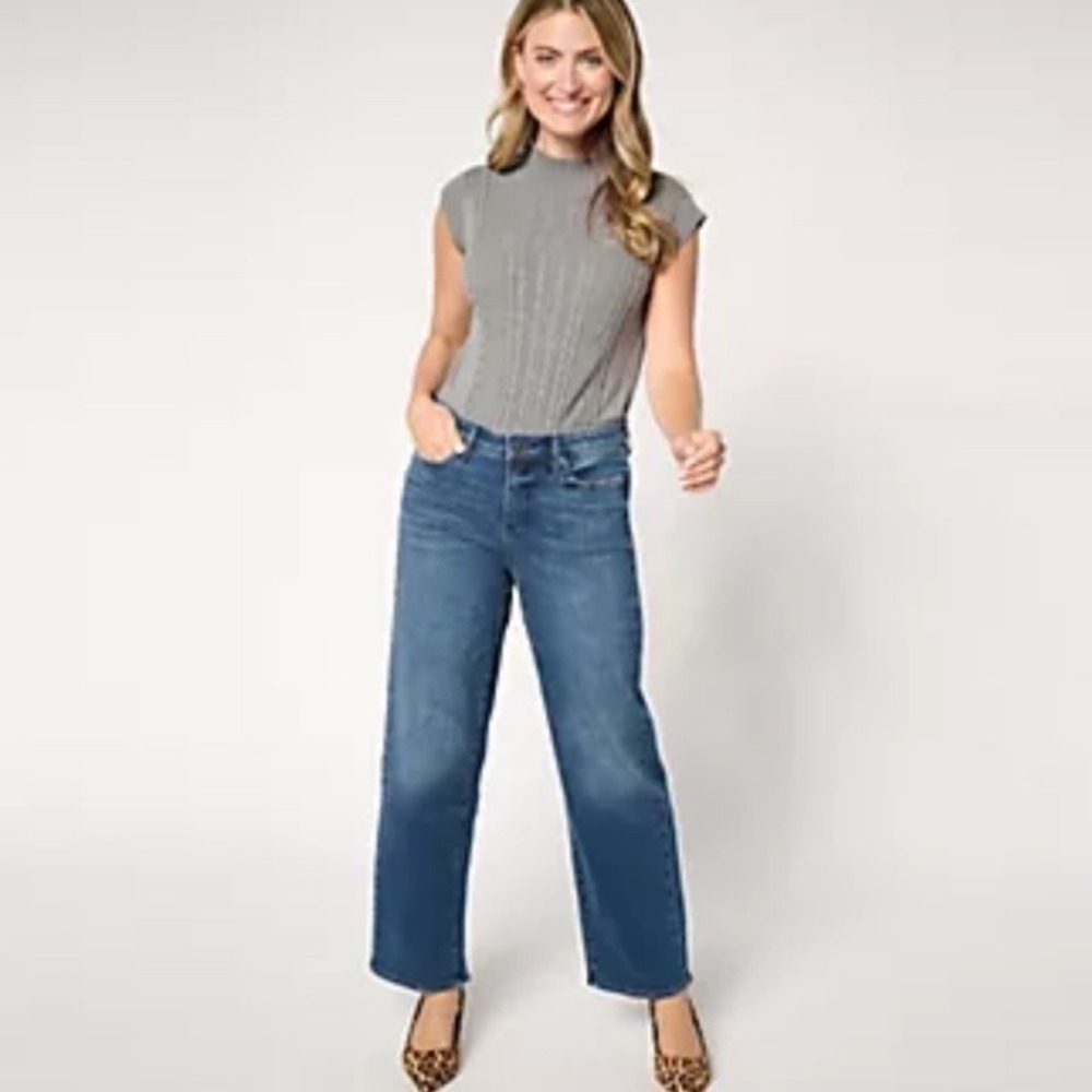 NYDJ Jemma Barrel Jeans Womens 6 Medium Wash Blue High Rise Lift Tuck Stretch